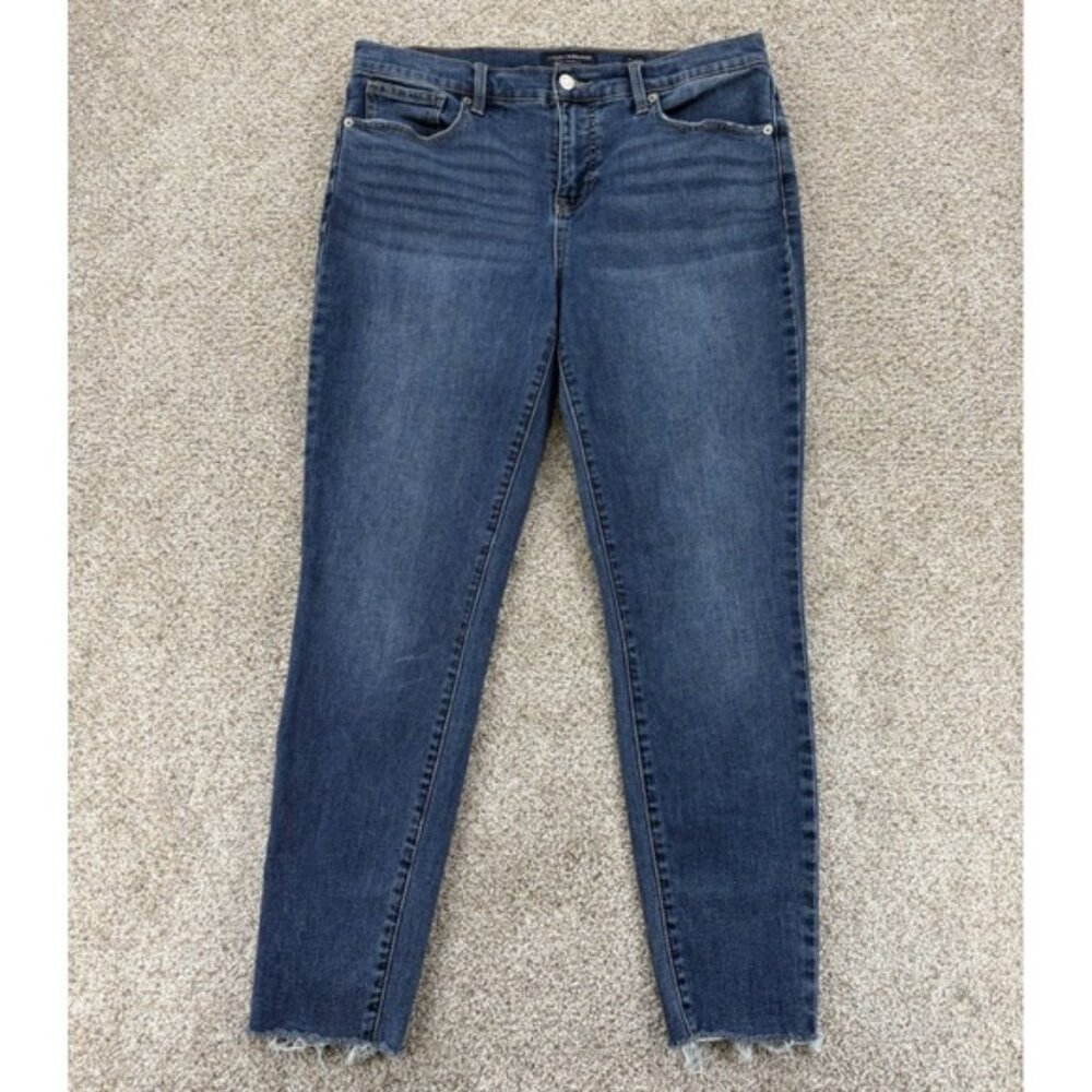 Lucky Brand Jeans Women's 12/31 Blue AVA Mid Rise Skinny Stretch Raw Hem Ankle